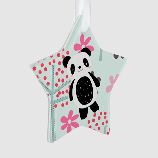 Bomen, Bloemen en Panda-Beren Ornament (voorkant)