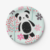 Bomen, Bloemen en Panda-Beren Papieren Bordje (Voorkant)