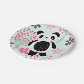 Bomen, Bloemen en Panda-Beren Papieren Bordje (Gekanteld)