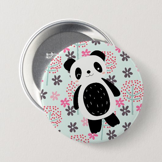 Bomen, Bloemen en Panda-Beren Ronde Button 7,6 Cm (Voorkant /achterkant)