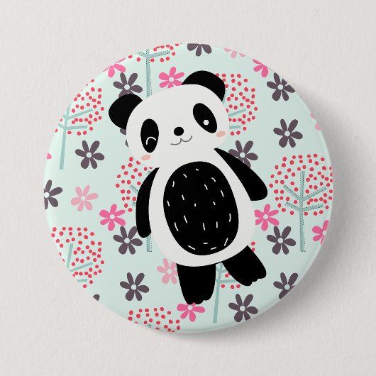 Bomen, Bloemen en Panda-Beren Ronde Button 7,6 Cm (Voorkant)