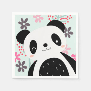 Bomen, Bloemen en Panda-Beren Servet