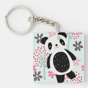 Bomen, Bloemen en Panda-Beren Sleutelhanger