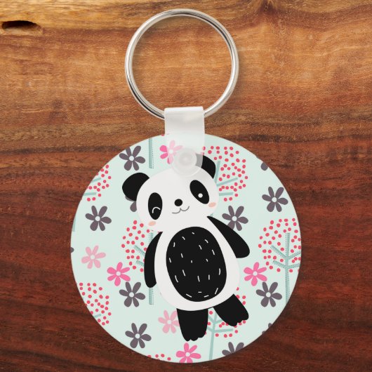 Bomen, Bloemen en Panda-Beren Sleutelhanger (Voorkant)