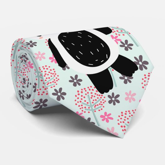 Bomen, Bloemen en Panda-Beren Stropdas (Opgerold)