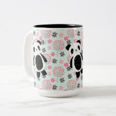 Bomen, Bloemen en Panda-Beren Tweekleurige Koffiemok (Voorkant links)