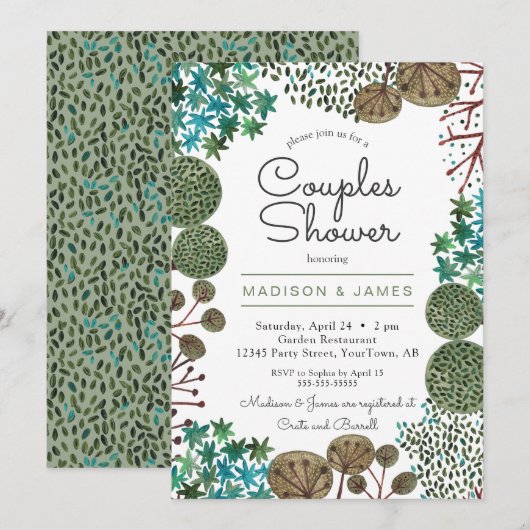 Bomen Bos Couples Shower | Uitnodiging (Voorkant / Achterkant)