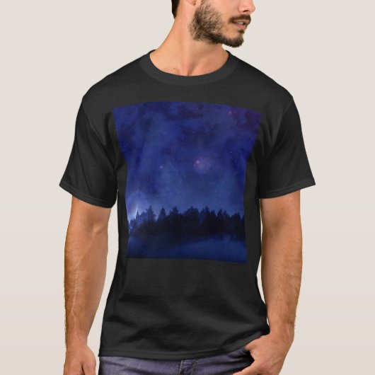 Bomen. Bos. Night. T-shirt (Voorkant)