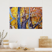 Bomen die herfstolling van bomen vormen poster (Keuken)
