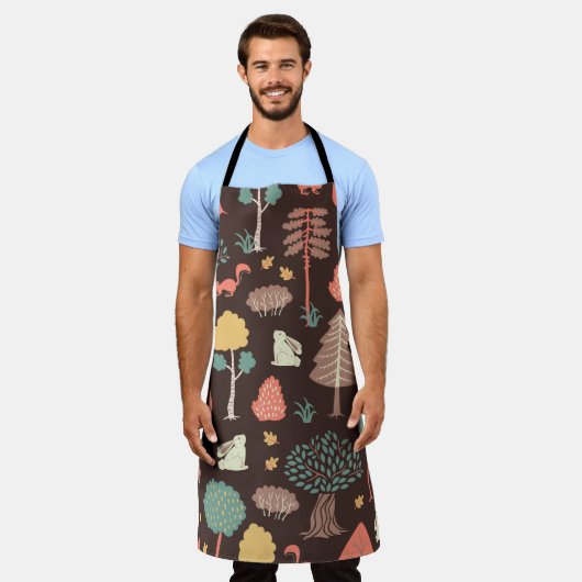 Bomen Dieren: Hand-getrokken Natuur Scene. Schort (Gedragen)