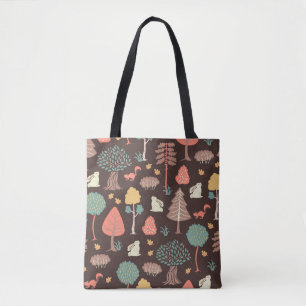 Bomen Dieren: Hand-getrokken Natuur Scene. Tote Bag