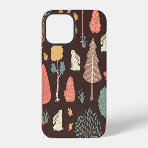 Bomen Dieren: Met de hand getekende natuur scène. iPhone 12 Hoesje