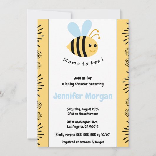 Bomen douche nodigt mama uit om Bumblebee te worde Kaart (Voorkant)