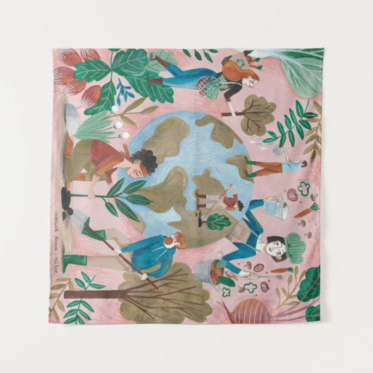 Bomen en aarde redden wandkleed (Voorkant (horizontaal))