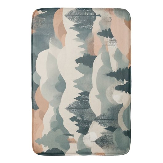 Bomen en bergen Boho Abstract Design Badmat (Voorkant Verticaal)