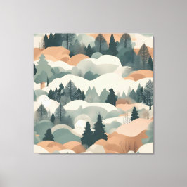 Bomen en bergen Boho Abstract Design Canvas Afdruk