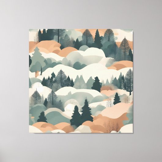 Bomen en bergen Boho Abstract Design Canvas Afdruk (Voorkant)