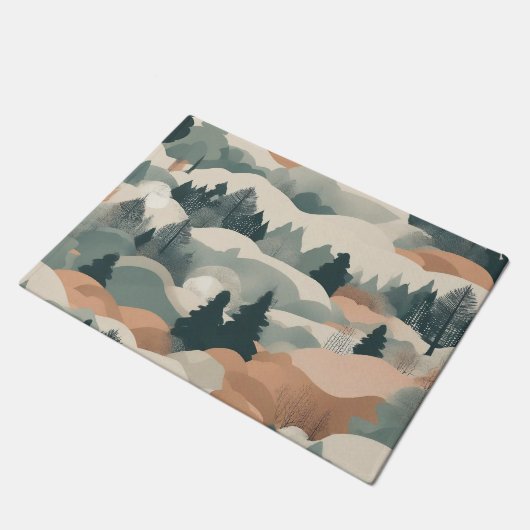 Bomen en bergen Boho Abstract Design Deurmat (Schuin)