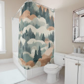 Bomen en bergen Boho Abstract Design Douchegordijn (In situ)