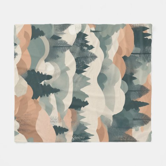 Bomen en bergen Boho Abstract Design Fleece Deken (Voorkant (Horizontaal))
