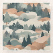 Bomen en bergen Boho Abstract Design Glazen Onderzetter (Voorkant)
