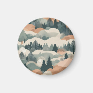 Bomen en bergen Boho Abstract Design Magneet