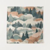 Bomen en bergen Boho Abstract Design Wandkleed (Voorkant)