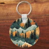 Bomen en bergen groen en Sinaasappel Sleutelhanger (Achterkant)