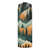 Bomen en bergen groen en Sinaasappel Thermosbeker (Voorkant)