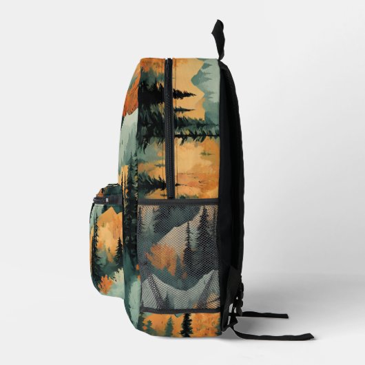 Bomen en bergen Sinaasappel en groen Bedrukte Rugzak (Rechts)