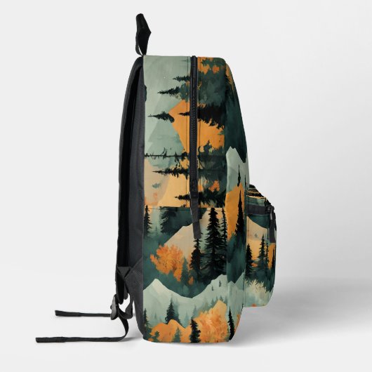 Bomen en bergen Sinaasappel en groen Bedrukte Rugzak (Links)