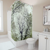 Bomen en bladbladeren Olijf en Seafoam Green Douchegordijn (In situ)
