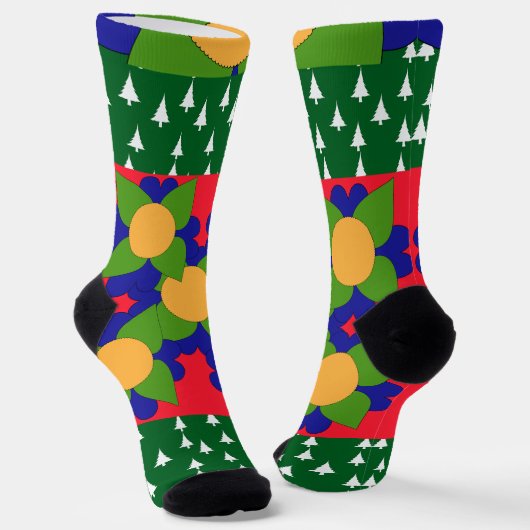 Bomen en bloemen vakantie sokken (Gebogen)