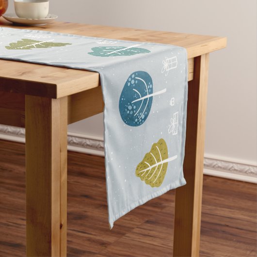 Bomen en cadeaus korte tafelloper (Voorbeeld)