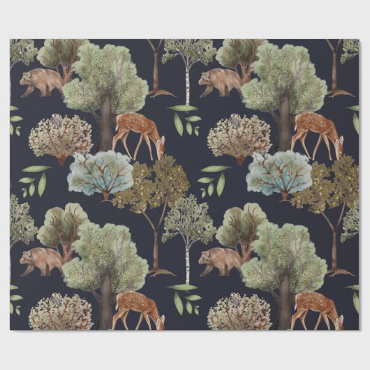 Bomen en dieren cadeaupapier (Vlak)