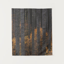 Bomen en goudherfstbladerbladeren wandkleed