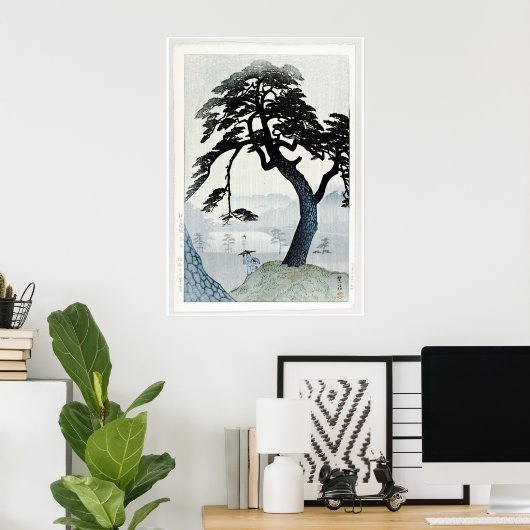 Bomen en het meer Scene Ukiyo-e Poster (Thuiskantoor)