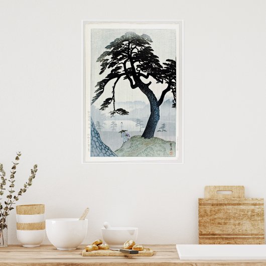 Bomen en het meer Scene Ukiyo-e Poster (Keuken)