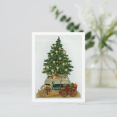  bomen en houten speelgoed feestdagenkaart (Staand voorkant)