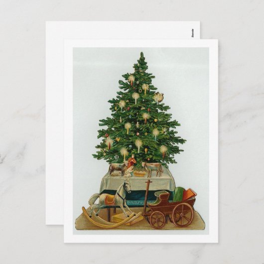  bomen en houten speelgoed feestdagenkaart (Voorkant / Achterkant)