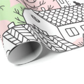 Bomen en huizen naadloos patroon. Lente en zomer Cadeaupapier (Rol Hoek)