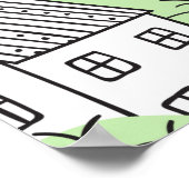 Bomen en huizen naadloos patroon. Lente en zomer Poster (Hoek)