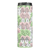 Bomen en huizen naadloos patroon. Lente en zomer Thermosbeker (Achterkant)