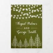 Bomen en lichten rustiek groen hout winter bruilof drieluik uitnodiging (Cover)
