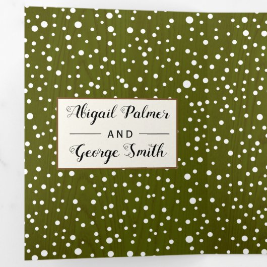 Bomen en lichten rustiek groen hout winter bruilof drieluik uitnodiging (Binnenzijde eerst)