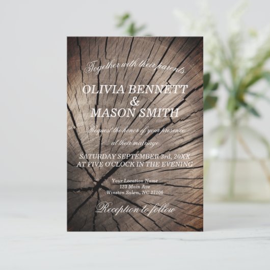 Bomen en Natuur Uitnodiging voor getextureerde bru (Staand voorkant)