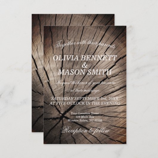 Bomen en Natuur Uitnodiging voor getextureerde bru (Voorkant / Achterkant)