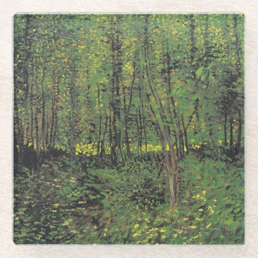 Bomen en ondergroei door Van Gogh Glazen Onderzetter (Voorkant)
