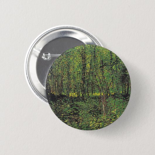 Bomen en ondergroei door Van Gogh Ronde Button 5,7 Cm (Voorkant /achterkant)