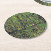 Bomen en ondergroei door Van Gogh Ronde Kartonnen Onderzetter (Gebogen)